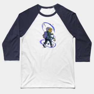 Biker Backpacker - Yellow + Blue Baseball T-Shirt